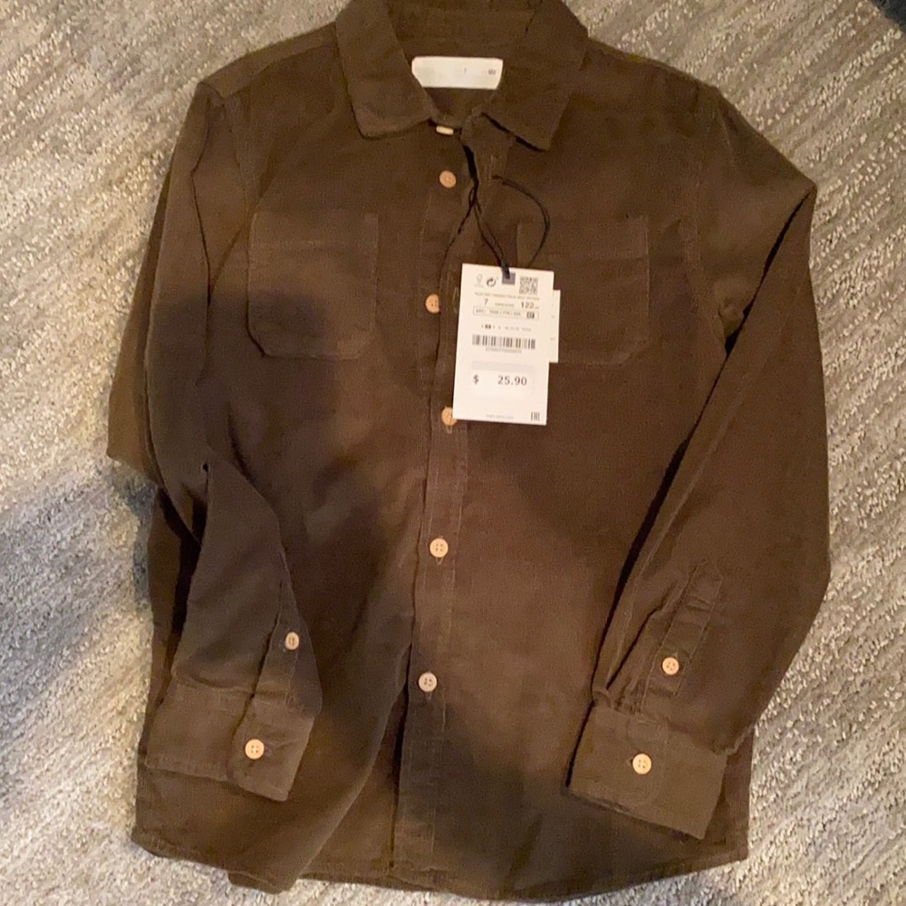 Zara boys long sleeve, brand new, dark green/brown